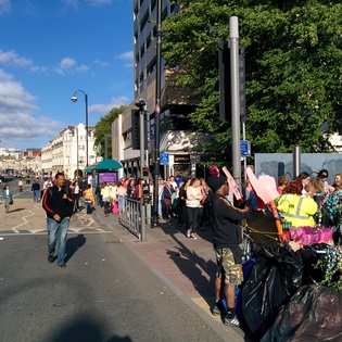 One Direction fans on their way to Cardiff stadium One Direction fans on their way to Cardiff stadium